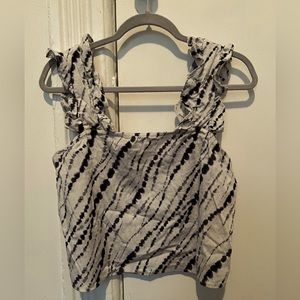 INCearth Ruffled Blue and white tie dye crop top